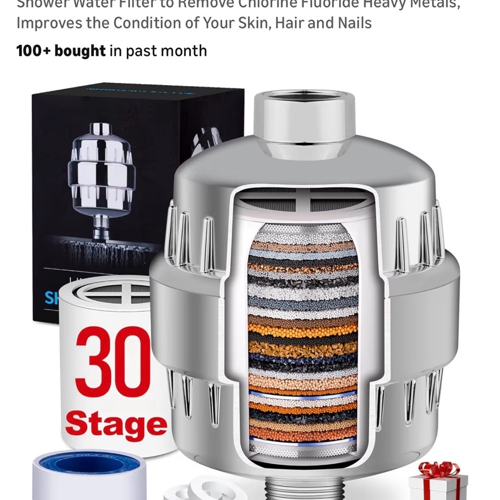 Universal Shower Filter  for hair skin and health Silver chrome color